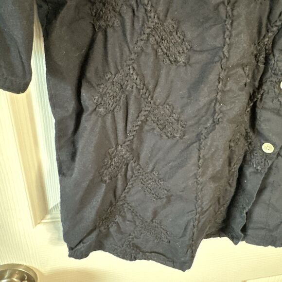Julia Amory Swizzle Fully Embroidered Black Husband Shirt Dress Medium - Picture 5 of 6